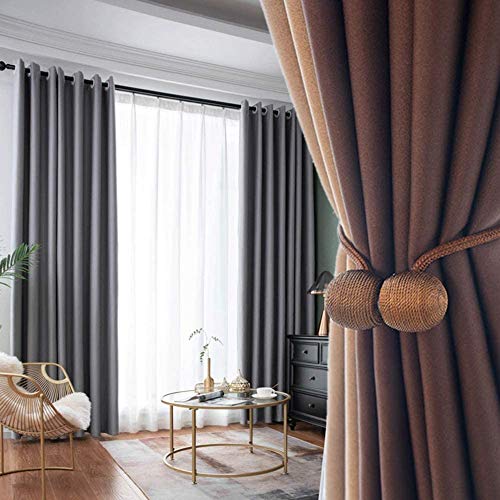 Image of Home Cloud Magnetic Curtain Tiebacks Curtain Drape Holdbacks Clips Rope Holder Buckles for Home Bedroom Office (1 Pair 2pcs, Brown)