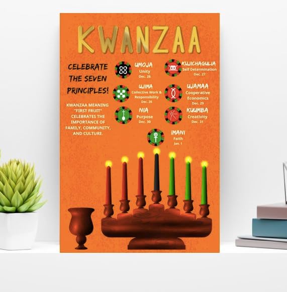 Kwanzaa Poster with Seven Principles, 12 "x 18" Kwanzaa Decoration, Quality Print Kwanzaa Wall Art, Kinara Art, Kwanzaa Decor - Image 2