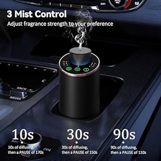 Diffusore oli essenziali, Diffusore di oli essenziali per Auto,Ufficio, Casa, Mini diffusore di aroma batteria, 4 timer e 3 livelli di nebbia