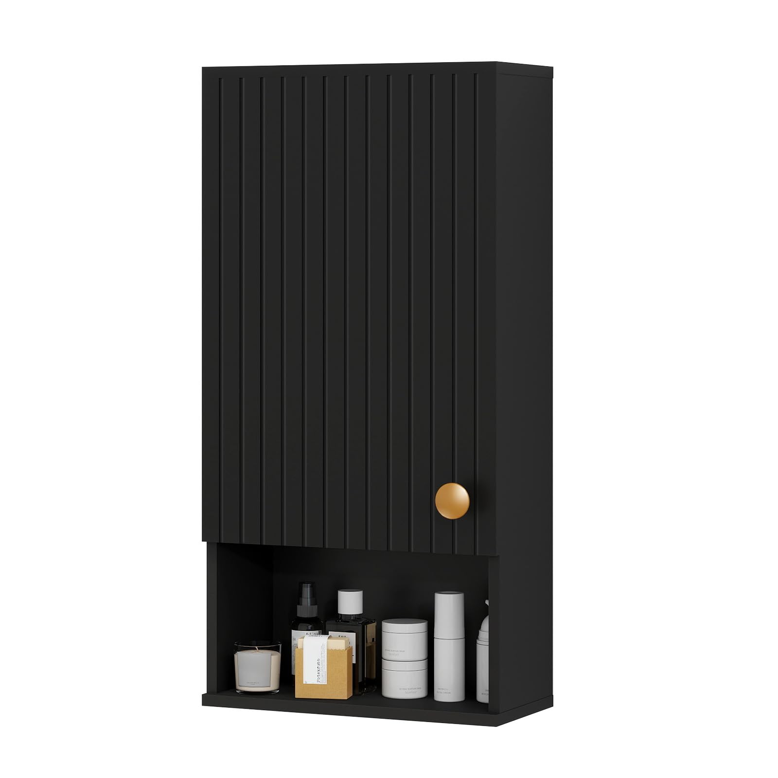 YU YUSING Meuble WC Étroit Suspendu 33x17x66 cm Porte Rainurée