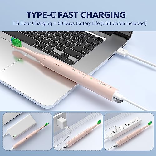 Image of ARISSON Sonic Electric Toothbrush for Adults and Kids, 40,000 VPM Power Toothbrush, 1.5H Fast Charge Ultrasonic Electric Toothbrushes with 2 Minutes Smart Timer, 1.6 Oz Travel Toothbrush, Desert Sand