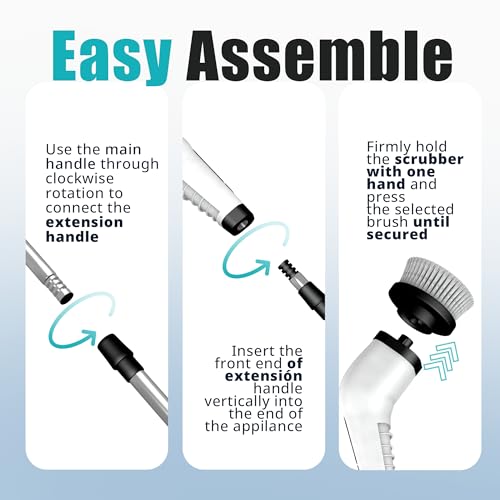 Image of Elebe Electric Spin Scrubber - 7 Replaceable Brush Heads, Electric Cleaning Brush 2 Speeds, Adjustable & Detachable Long Handle, Bathroom Cleaner Brush Electric 300 /450 RPM