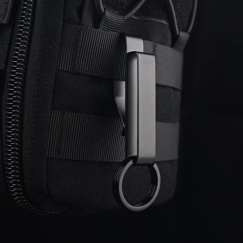 Miniatura 5 de Soporte táctico para llaves para cinturón, paquete de 2 clips para cinturón con 12 llaveros de acero inoxidable negro, para policías de servicio,