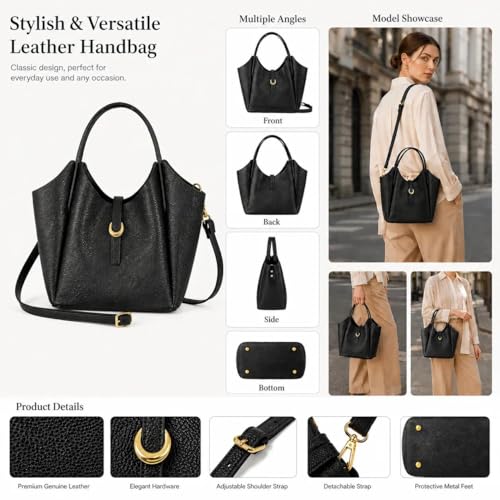 Bolso Bucket de Cuero Genuino para Mujer miniatura 5