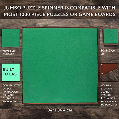 Jigitz Jigsaw Puzzle Spinner – 34in Square Puzzle Holder Rotating Puzzle Table Portable Puzzle Board Game Table