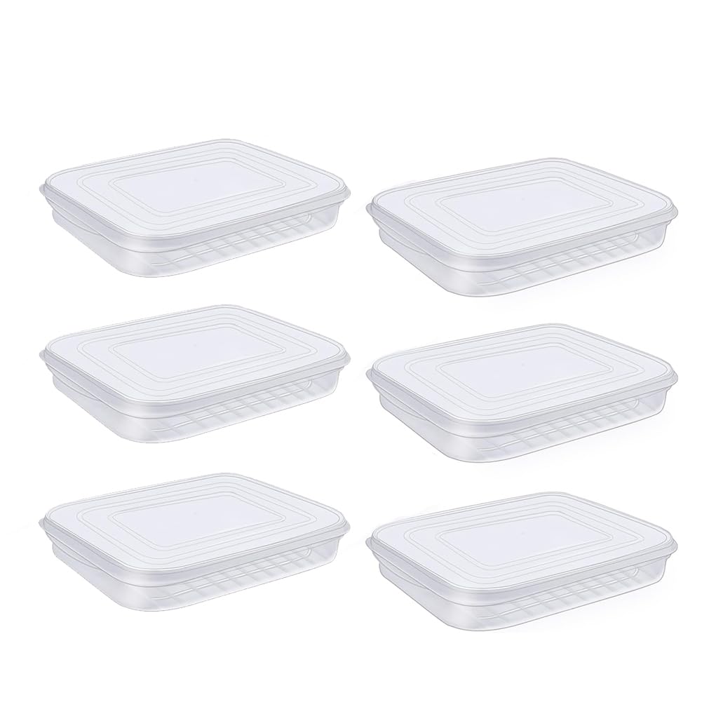 CTRLZS 6 Pieces Bacon Keeper,Meat Saver Container with Lids,Airtight Cold Cuts Cheese Container Refrigerator Storage Box