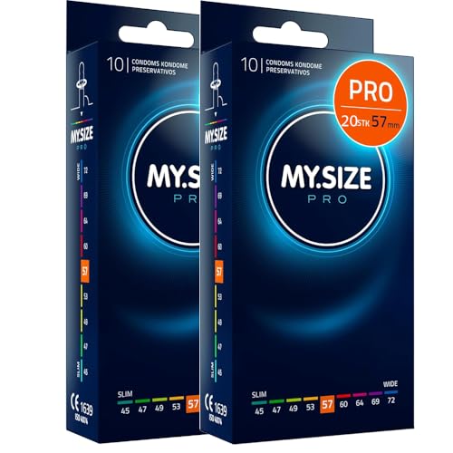 MY.SIZE PRO 20 unidades 57 mm ELITE – Preservativos XL, látex Vytex altamente purificado para menos olor, muy fáciles de abrir y desenrollar