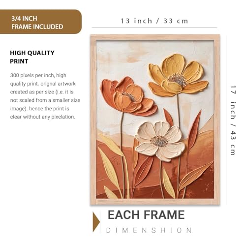 Image of kotart Aesthetic flower Art Home Decoration Painting | Floral Paintings With Frame For Living Room Bed Room Hotel Wall Decor Digital Reprint (13x17 inch)
