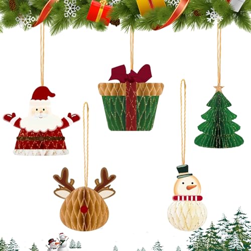 5 Stück Weihnachten Hängende Dekorationen,Papier Weihnachtsbaum...