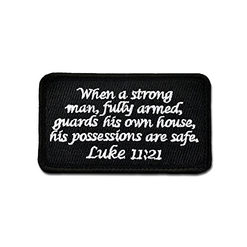 BASTION Morale Patches (Luke 11:21, BNW) | 3D Embroidered Patches with Hook & Loop Fastener Backing | Well-Made Clean Stitching | Christian Patches Ideal for Tactical Bag, Hats & Vest