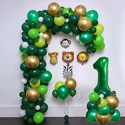 MFBis 130Pcs Jungle Animal Theme Balloon Garland Arch Kit 1 Year Old Birthday Party Decoration Baby Shower Party Supplies,Number 7