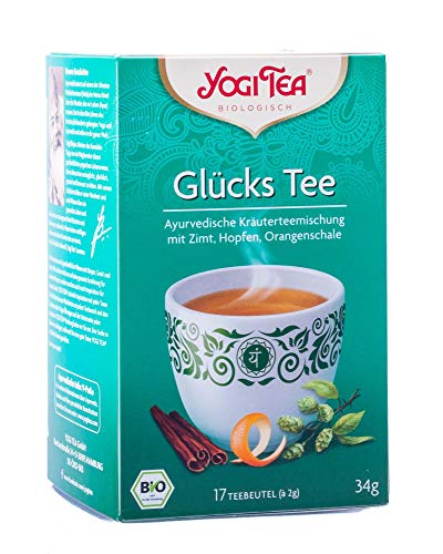 Yogi Tee, Glücks-Tee Ayurvedische Teemischung, Biotee, man schmeckt die wärme eines glücklichen Sommertages, 17 Teebeutel, 34g Cover