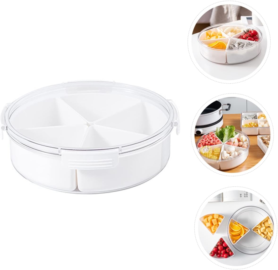 Garneck Compartment Dried Fruit Storage Container Lid Snack Holder for Fruits Nuts and Candy for Home Kitchen Picnics and Parties