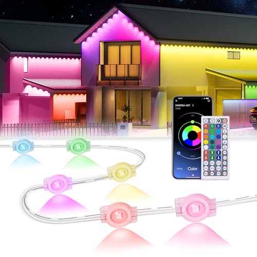 MuliVid 150Ft Permanent Outdoor Lights,Smart RGB Outdoor Lights with Remote APP Control, IP67 Waterproof Outside Light for House for Christmas, Halloween, Holiday, Party, Daily