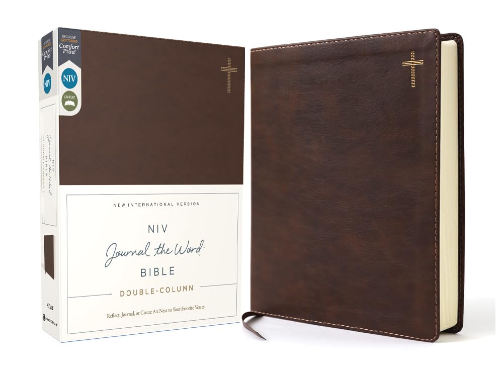 NIV, Journal the Word Bible (Perfect for Note-Taking), Double-Column, Leathersoft, Brown, Red Letter, Comfort Print: Reflect, Take Notes, or Create Art Next to Your Favorite Verses      Imitation Leather – October 27, 2020