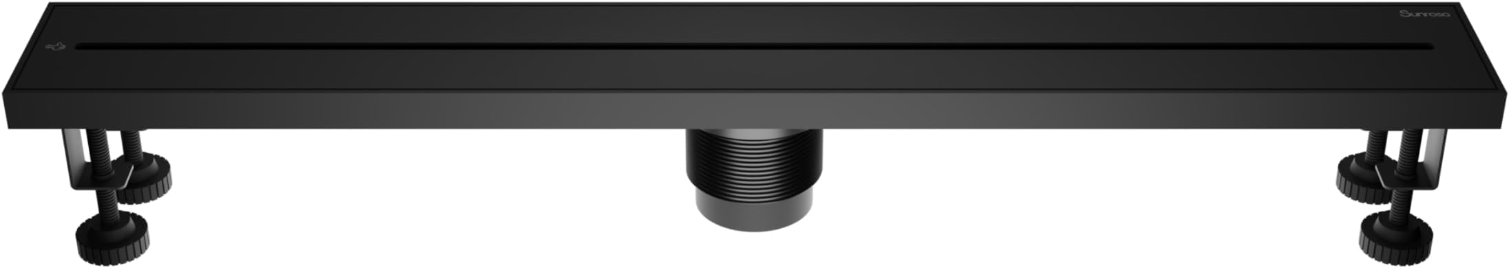 SunrosaLinear Shower Drain 24 inch, Floor Drain with Removable Pattern Grate, 304 Stainless Steel Rectangular Linear Drain with Hair Strainer, CUPC Certified, Matte Black