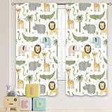 MESHELLY Nursery Safari Animals Curtains 42 (W) X 63(H) Inch Rod Pocket Baby Boy Kids Woodland Jungl
