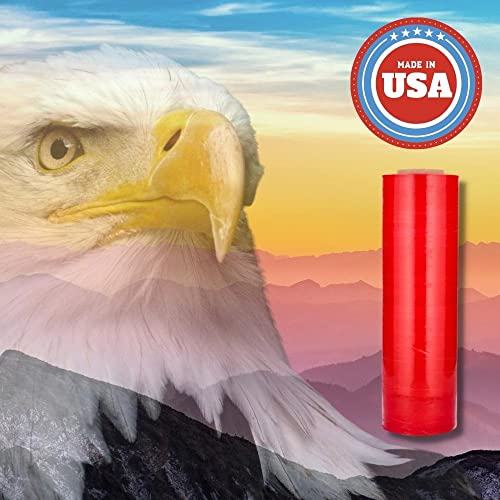 Psbm Red Stretch Wrap, 1 Pack, 18 Inch X 1500 Feet, 80 Gauge, Plastic Cling Dark Color Hand Stretch Film Rolls For Packaging Moving Packing Pallets #TOP4