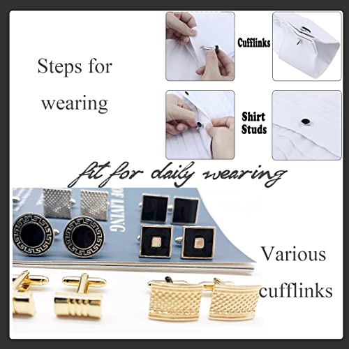 12 Pairs Cufflinks for Men Classic Tone Cuff Links Silver Black Striped Disc Square Rectangle Cuff Links Shirt Suit Men’s Cufflinks For Wedding Groom Business Elegant Gift4