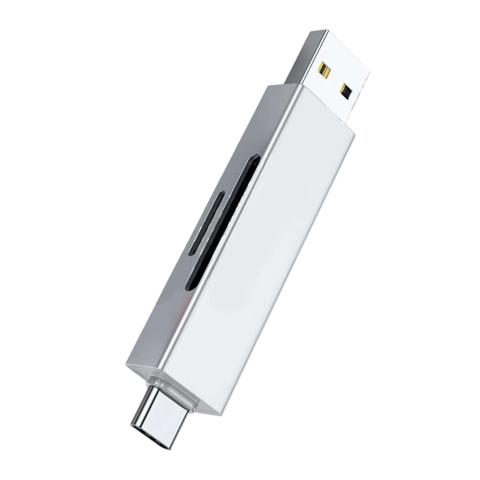Multifunctional Aluminum Memory Card Reader USB A Type C Double Slot for Business Trip Document Share USB C Card Reader