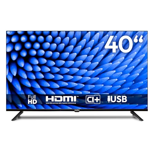 MEDION 100,3 cm (40 pollici) TV Full HD (triplo sintonizzatore DVB-T2 DVB-C DVB-S2, 2 x HDMI, USB, timer sleep, lettore multimediale, VESA, CI+, MD 840000)