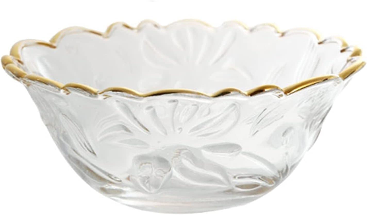 Saladier Bol à fruits, saladier, bols en verre Fournitures de vaisselle nordiques Bol à fruits en verre écologique avec incrustations dorées Bol à dessert Bol à salade Bols à bonbons(Bowl Only)