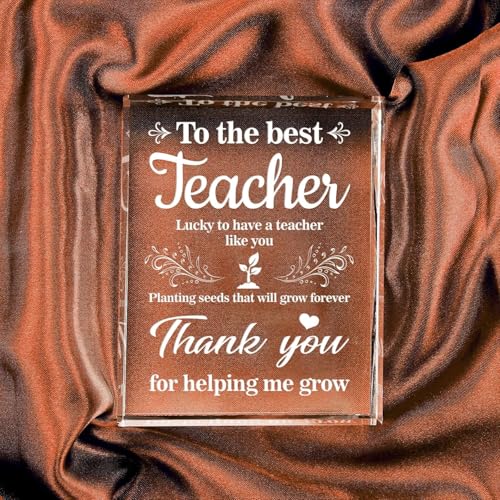 Image of Gifzy Teacher Appreciation Gifts, Appreciation Gift for Teachers, Engraved Crystal Plaque Thank You Gifts for Teacher, Thank You Teacher Gift for Women /Men Crystal Appreciation Plaque
