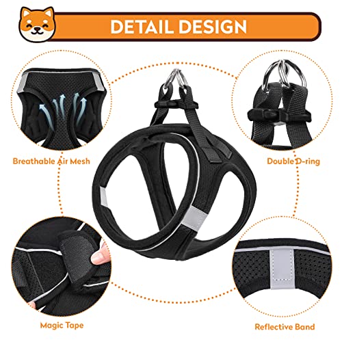 Kthzi 1-2 Pack Dog Harness With Leash Set，No-Pull Pet Harness With 1 Leash Clips, Adjustable Soft Padded Dog Vest For Extra-Small/Small Medium Large Dogs And Cats(Black,Medium) #TOP1
