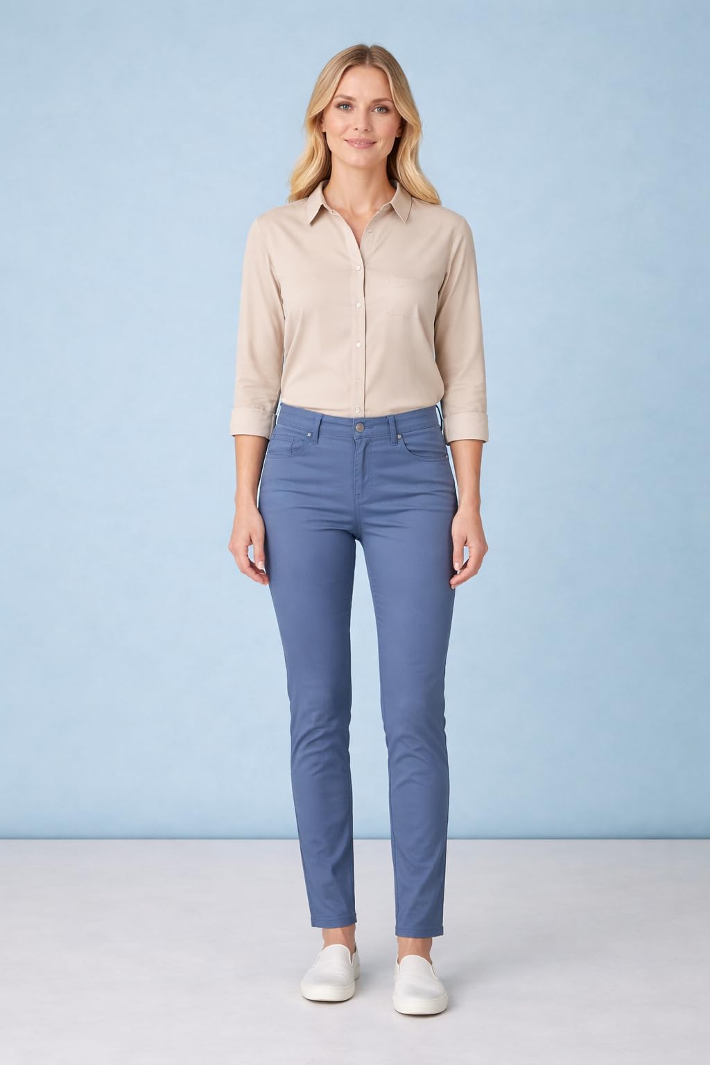 Pantalone Donna Slim Fit, 97% Cotone 3% Elastan, Made in Italy