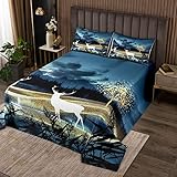 Weihnachten Elch Tagesdecke Mädchen Teens,Golden Trees Galaxy Bettdecke Set 3-teilig Dekorativ mit 2 Kissenbezügen,Natural Night Scenery Mikrofaser Bettwäsche gesteppt 220x240cm für Mädchen Teens