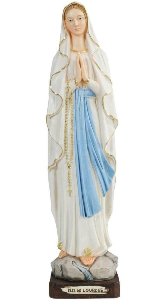 Generico Arte Sacra Caravaggio Statua Madonna Lourdes cm 40 (15,75 inches) in marmo resina decorata a mano di produzione artigianale italiana