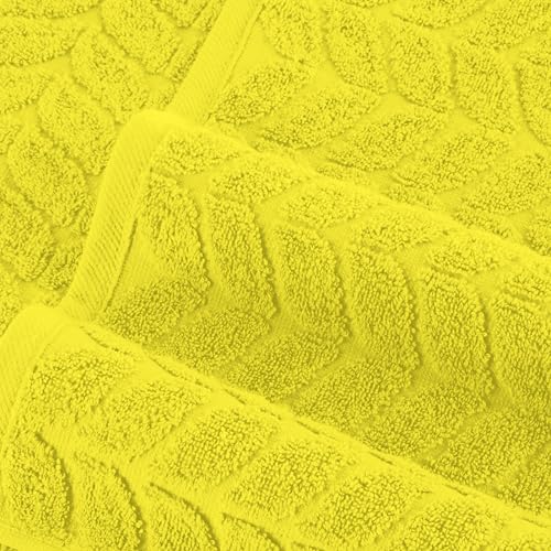 Image of Elegant Comfort Luxury 6-Piece 100% Turkish Cotton Jacquard Braided Textured Premium Hotel Quality Towel Set- Soft and Absorbent, Includes 2 Bath Towels, 2 Hand Towels and 2 Washcloths, Yellow