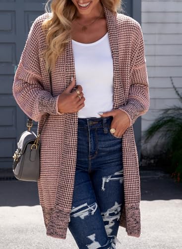 Image of Sidefeel Cardigan Sweaters for Women 2026 Fall Outfits | Soft Cozy Warm Cardigans, Checkered Long Sleeve Open Front, Chunky Knit Oversized Sweater Coats, Casual Office Wear