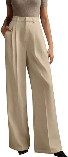Women High Waist Wide Leg Formal Pants Straight Fit Office Wear Trousers in Solid| Elegant Workwear Pants for Business Mee...
