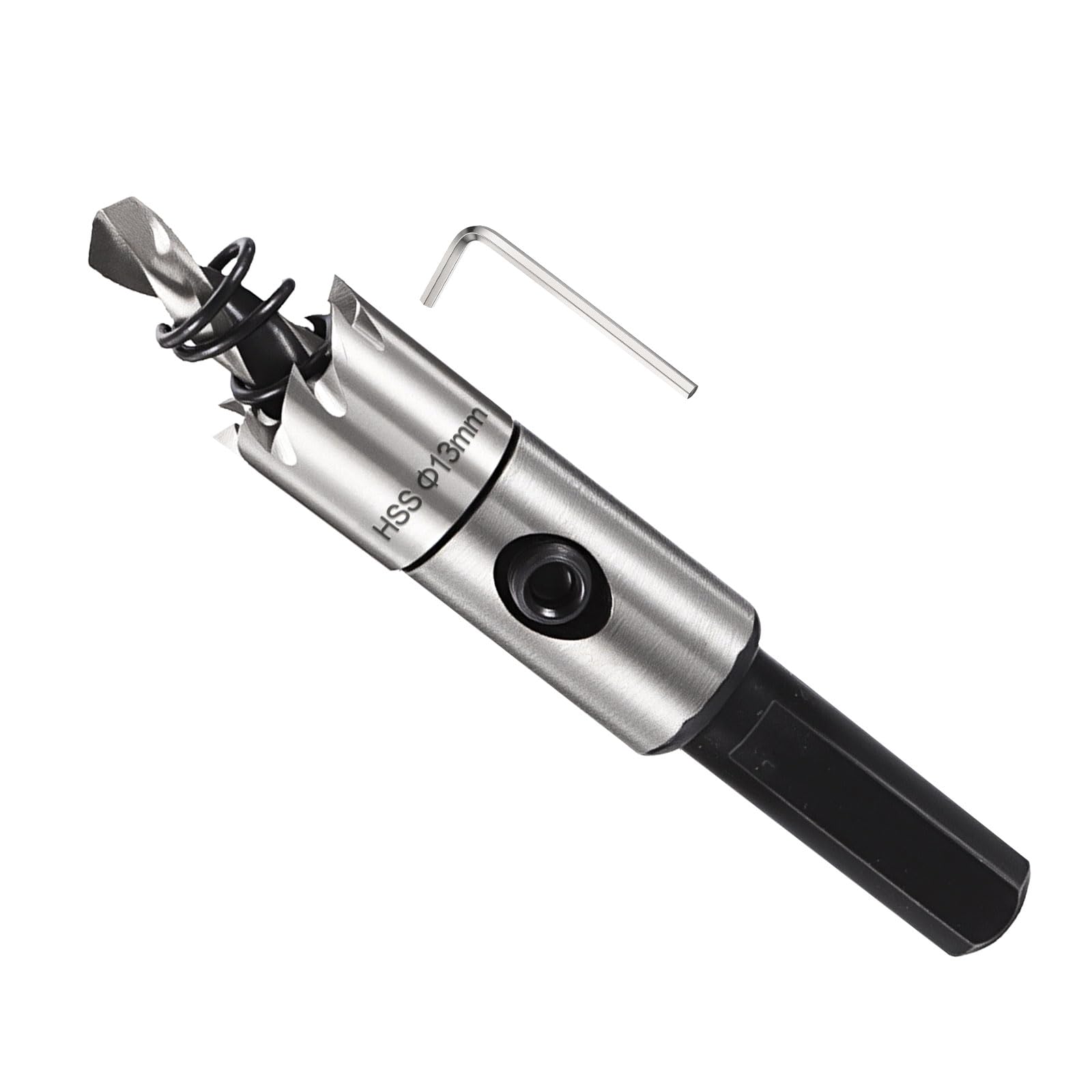 METALLIXITY Hole Saw 13mm (1/2"), M2 High Speed Steel Hole Cutter with Center Drill Bit, Hex Key and Spring