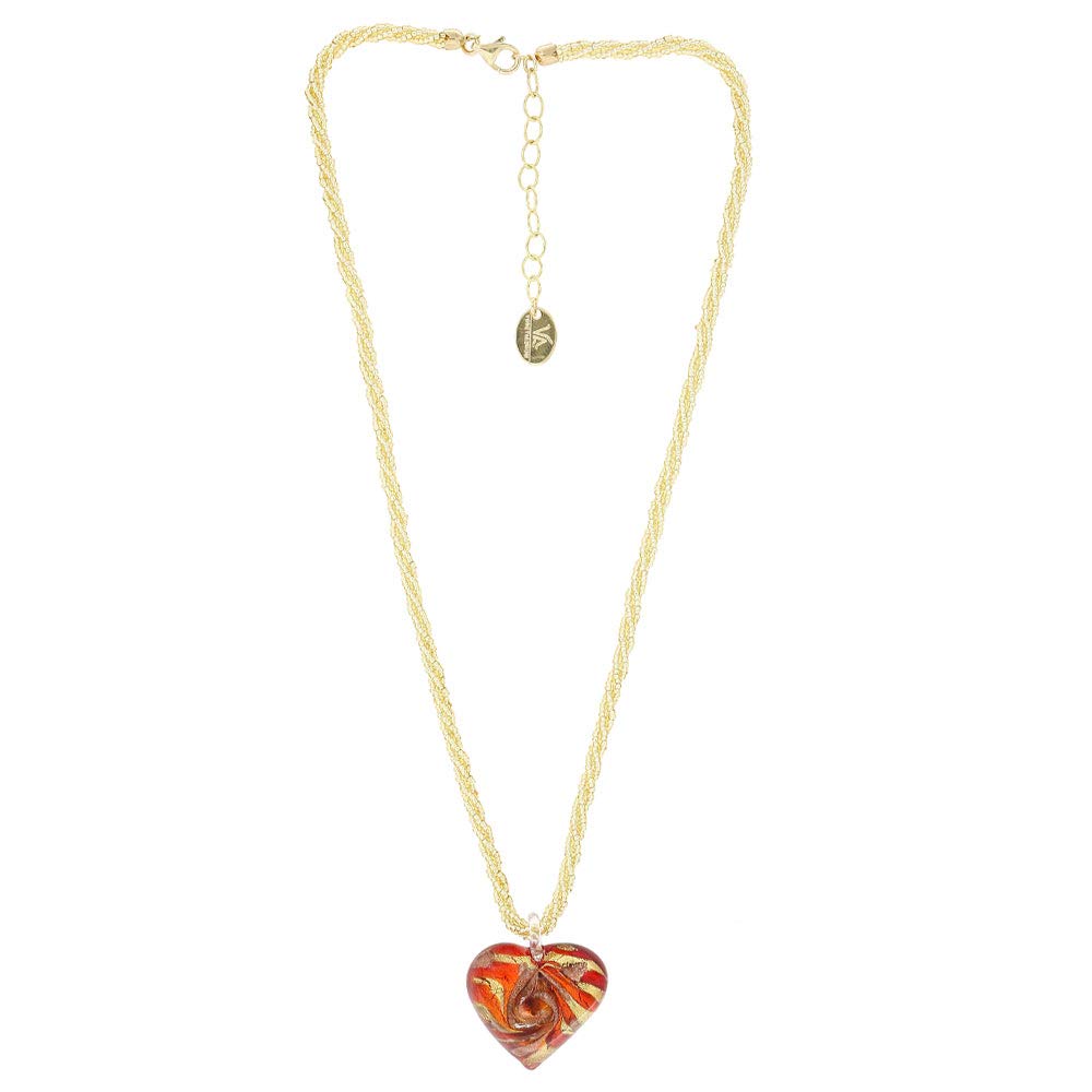 Venetiaurum - Collana per Donna con Cuore in Vetro Originale di Murano e Argento 925 - Gioiello made in Italy certificato