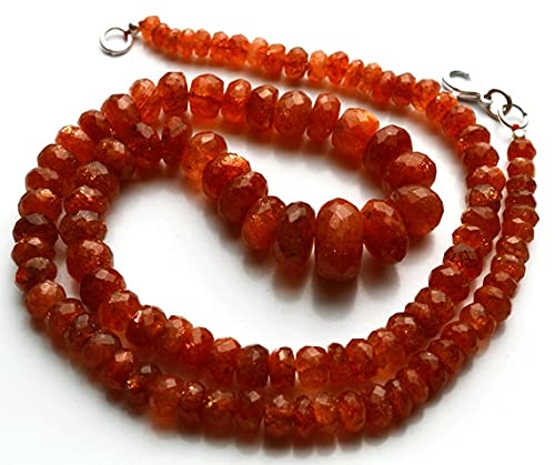 Collier pierre de soleil naturelle st- LKBEADS perles rondelles facettées 5-14mm sunstone beads