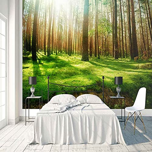 Papier peint forêt verte autocollant grand format 300x210 cm effet 3D - 4