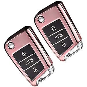 Yosemy Autosleutelhoezen Roze Goud – Compatibel met VW Golf 7 MK7 & Polo Seat Skoda – Set van 2