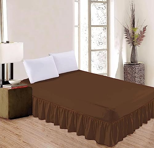 British Home Bedding - Luxury Valance Fitted Sheets - Plain Percale Quality Bed Sheet (Chocolate, King) - Image 2