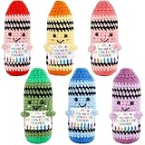 6 Pcs Teacher Appreciation Gifts Positive Crochet Crayon with Card Emotional Crochet Thank You Gift for Teachers' Day End of Year First Day of School Graduation Birthday Retirement Office Desk Decor