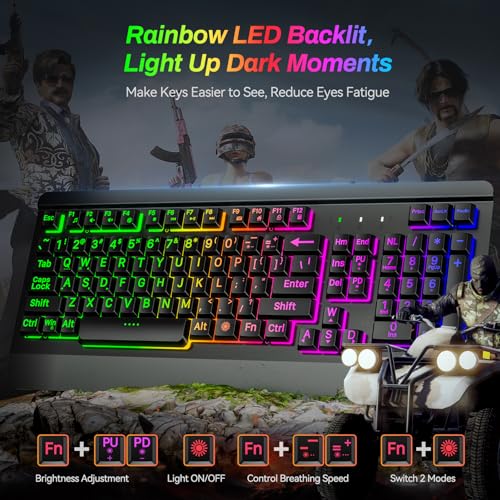 Acebaff Gaming Keyboard With Large Print Keys thumb #2