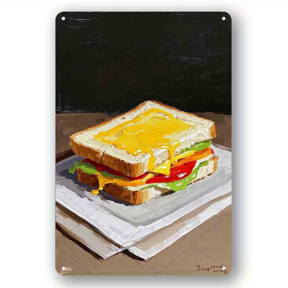 peiyeety Funny Retro Tin Sign Grilled Cheese Poster Wall Farm Yard Club Vintage Bar Wall Sticker Decor 8x12 Inch