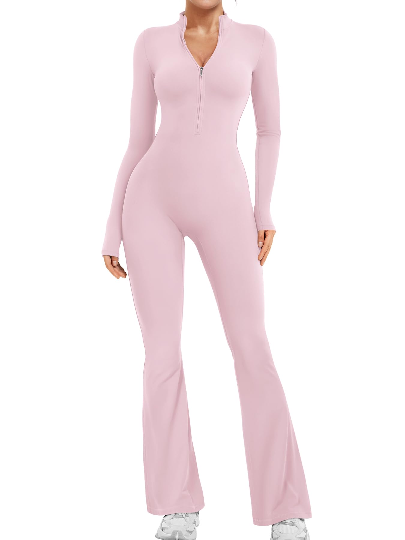 yeoreo Women Long Sleeve Zipper Wide Leg Bodysuit Bodycon Sexy One Piece Jumpsuit-picture-35