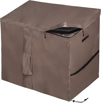 Waterproof Garden Shed Cover, Outdoor Storage Box Covers with Quick-Opening Slope Top Compatible with Store It Out Series, 420D Oxford Brown 135*75*114cm