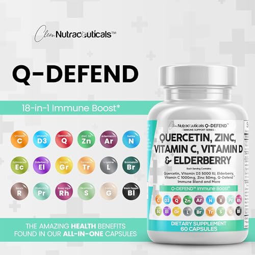 Clean Nutraceuticals CLN-IMMUNEQDEFEND-01 Quercetin 1000Mg Zinc 50Mg Vitamin C 1000Mg Vitamin D 5000 Iu Bromelain Elderberry - Lung Immune Defense Support Supplement Adults thumb #5