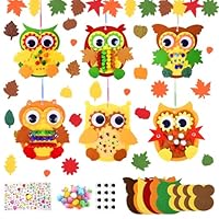 Eule Herbst Bastelset Kinder, Bastelsets für Kinder Eulen Deko, 6 Stück Filz Herbst Bastelset Set für kinder 3 4 6 jahre, Diy Owl Kreativset Filz Deko mit Ahornblatt für Thanksgiving