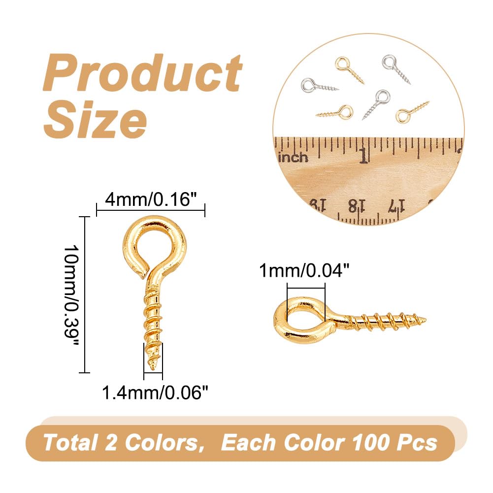 UNICRAFTALE 500 stks Mini Rvs Schroef Oog Pin Bail Pegs 10mm Lange Kleine Schroef Oogspelden Sluitingen Haken Oogschroeven Metalen Pin voor Half Geboorde Kralen Sieraden Oorbel Maken, Gat 2mm