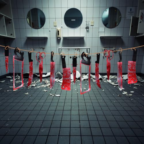 Oeyliz Halloween Bloody Fake Knife Banner Halloween Party Decoration 1PCS - image 2