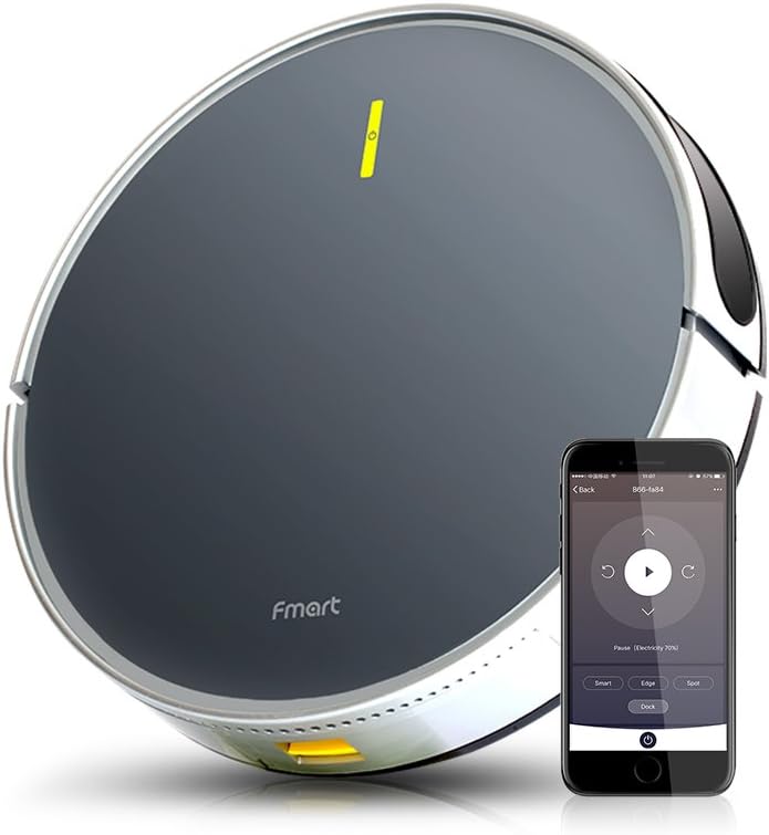 Fmart B66 Robot Vacuum Cleaner with 3000pa Strong Suction for Low-Pile Carpet, Hard Floor, Robotic Vacuum Cleaner with Wi-Fi APP Connected, Google Home and Alexa